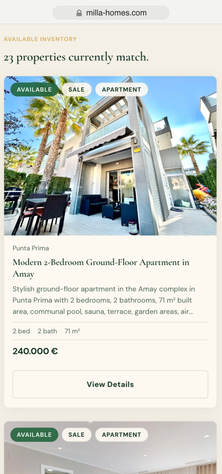 Milla Homes — Catalogue (mobile)