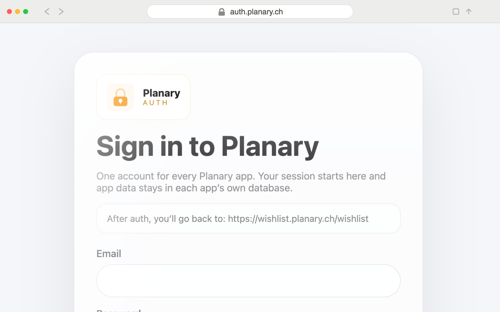 Planary — Auth