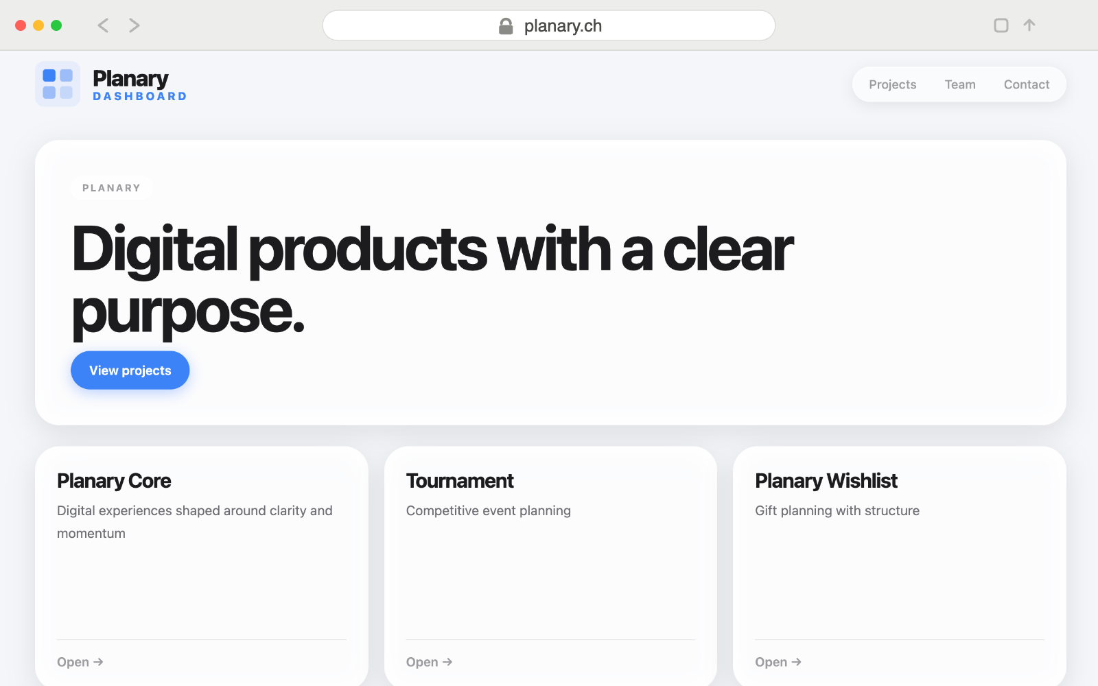 Planary — Dashboard