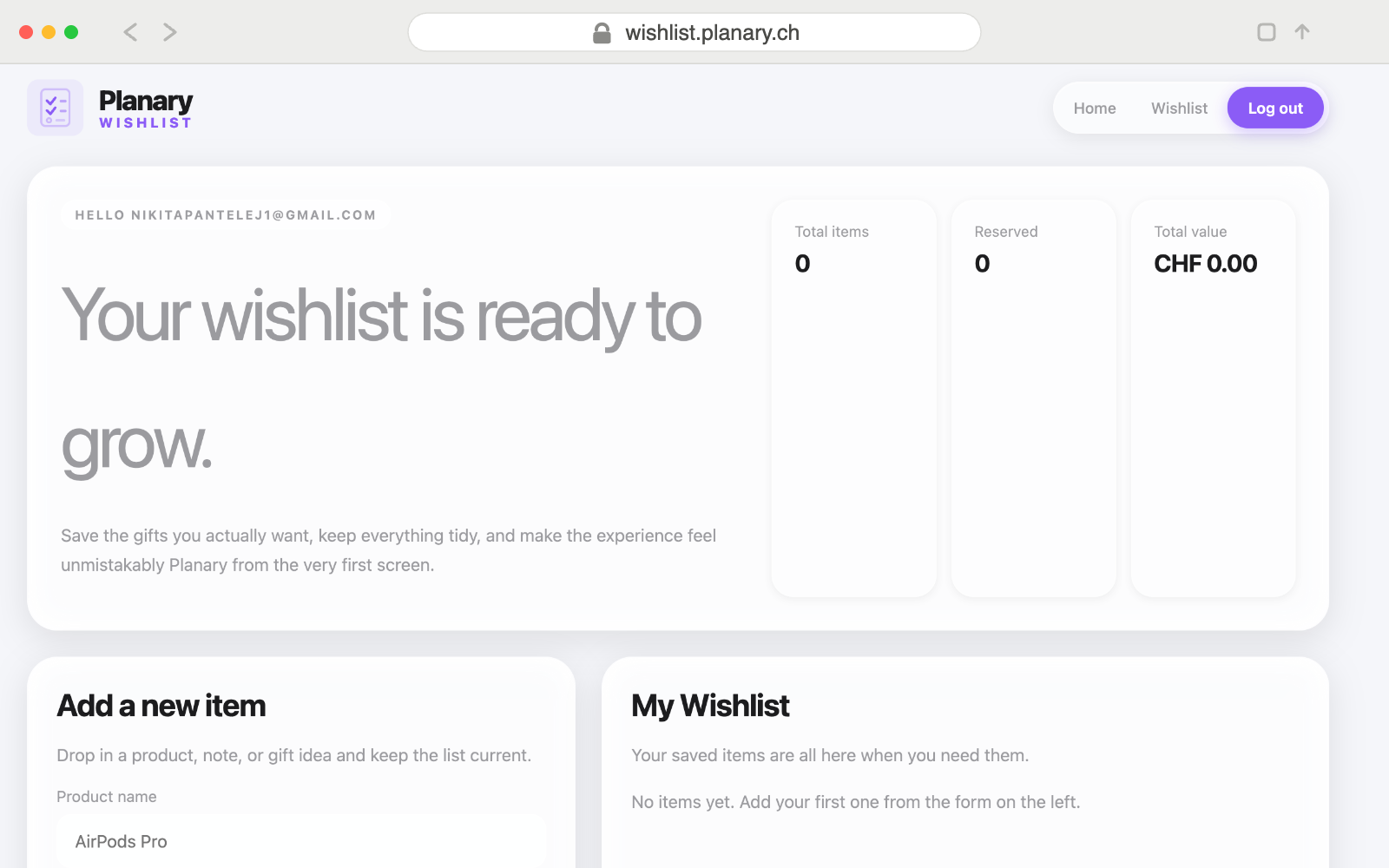 Planary — Wishlist